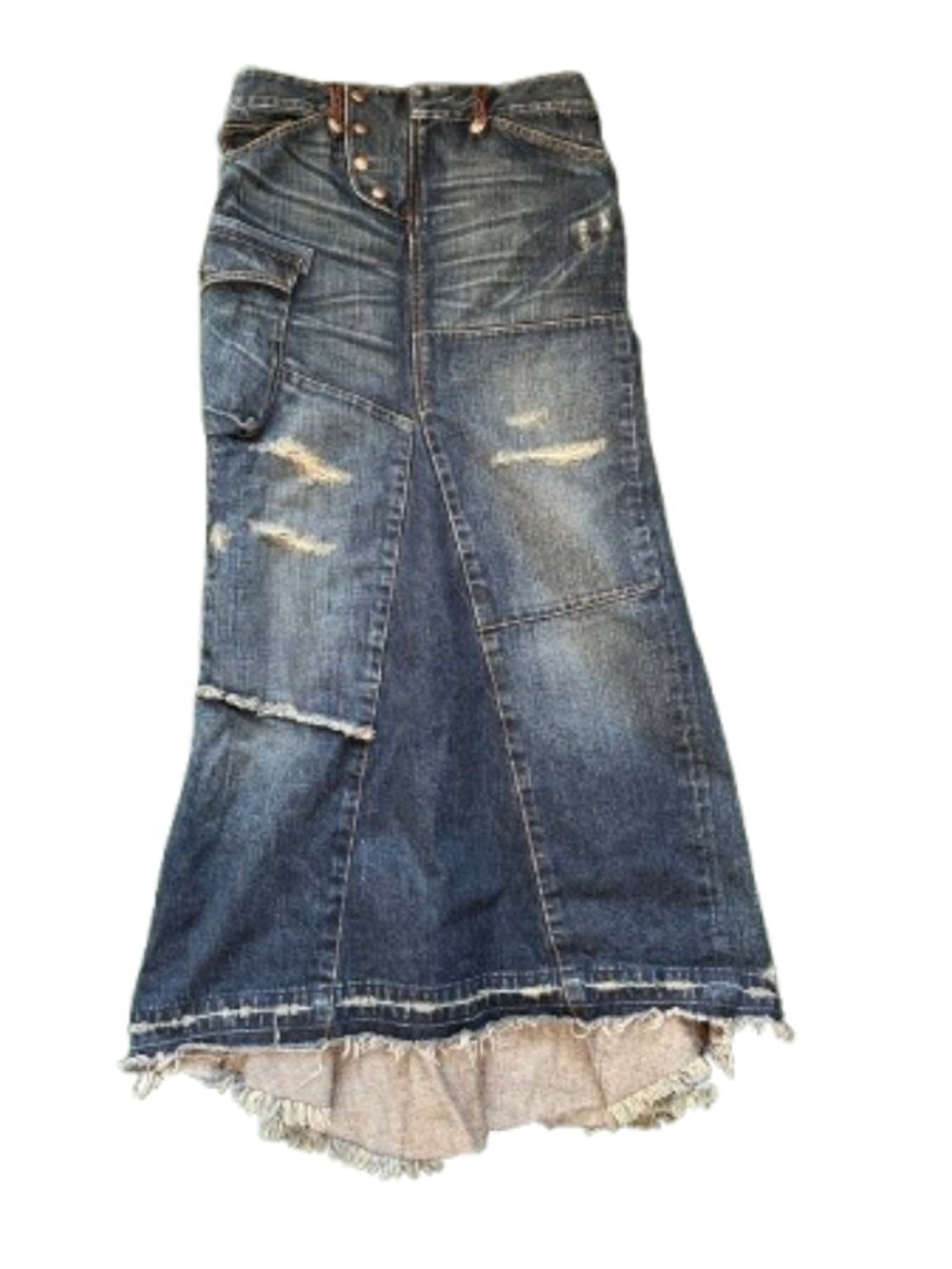Ralph Lauren Rugby Y2K Long Maxi fishtail denim skirt 26